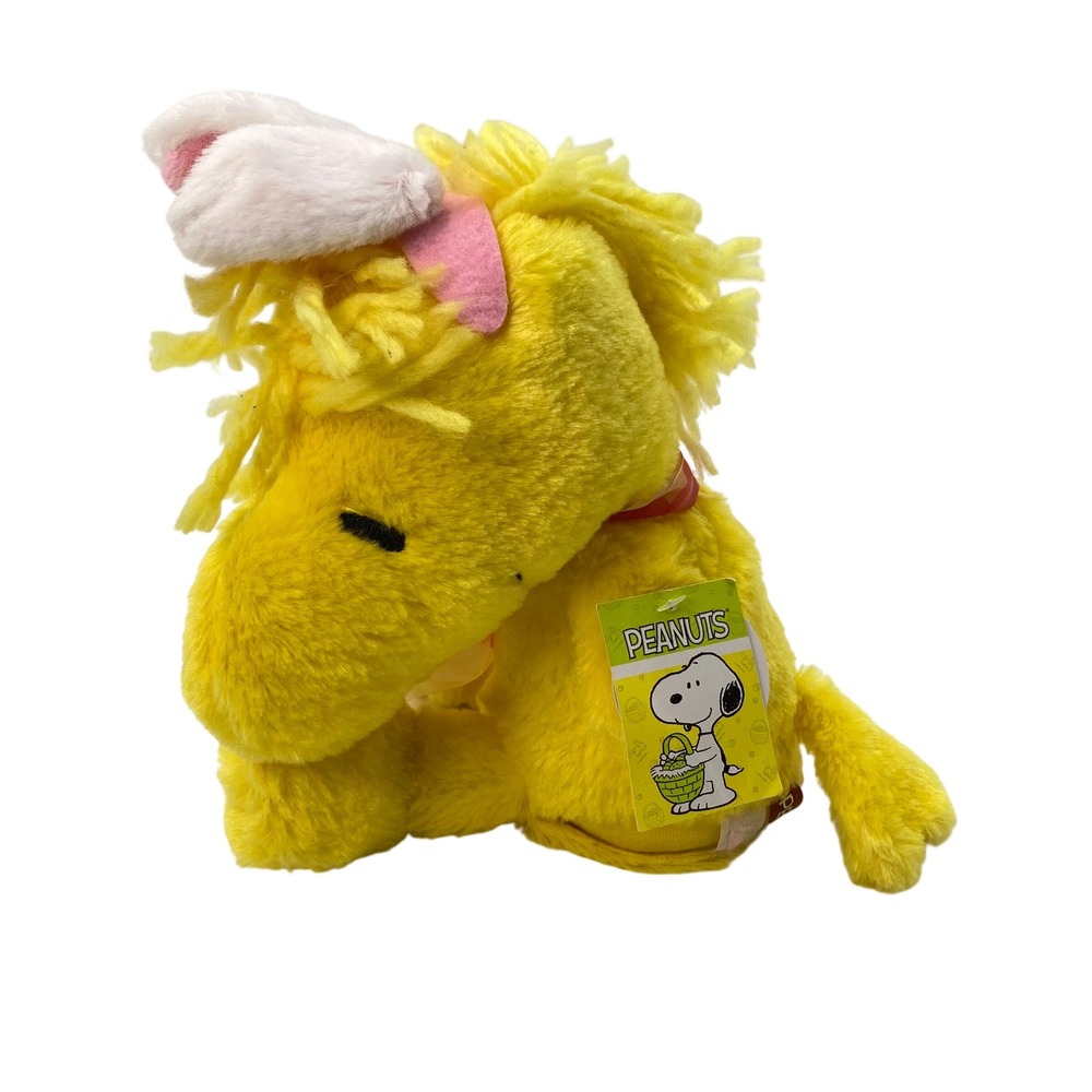 Peanuts Woodstock Easter Bunny Ears Musical Plush‎ Yellow Bird Linus Lucy VIDEO